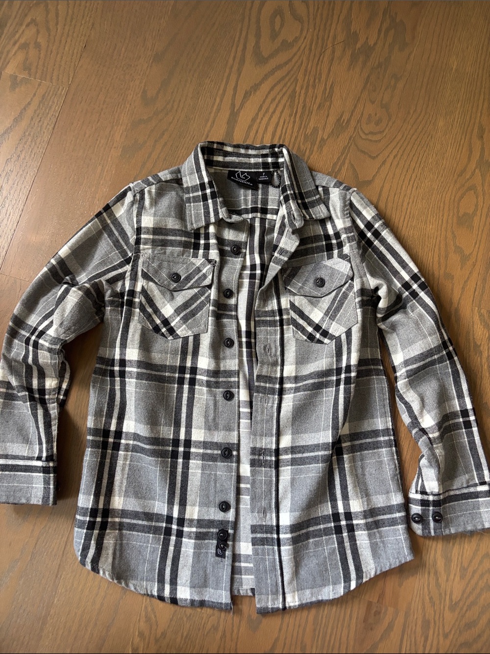 burnside Gray and Black Plaid Button-Front shirt